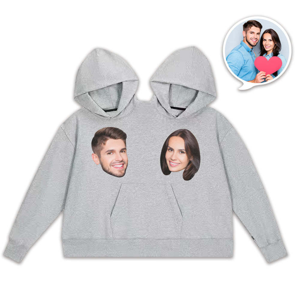 Custom Face Couples Photo Intimate One Piece Sweatshirt Hoodie Love Pajamas