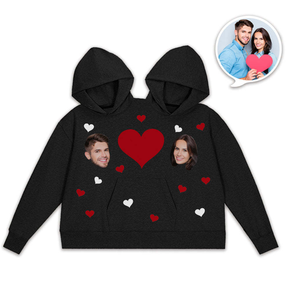 Custom Couple's Face One Piece Sweatshirt Intimate Hoodie - Heart