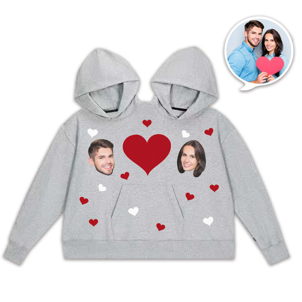 Custom Couple's Face One Piece Sweatshirt Intimate Hoodie - Heart