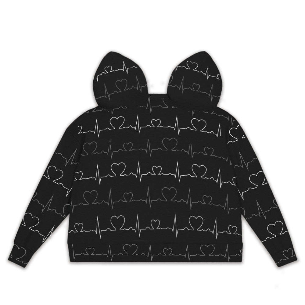 Custom Face Couple's Heartbeat One Piece Sweatshirt Photo Intimate Hoodie Gift For Love