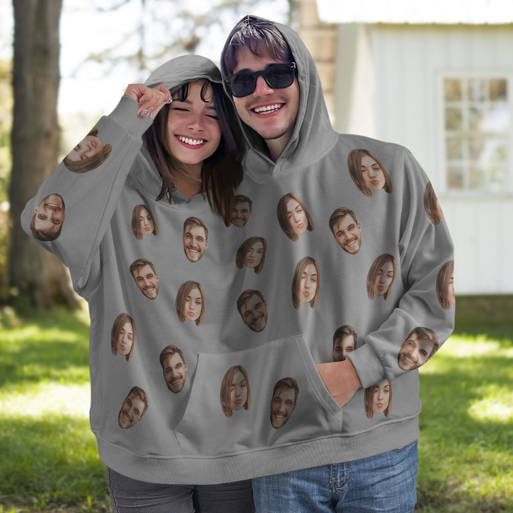 Custom Couple's Photo One Piece Intimate Hoodie For Couple Love Pajamas Couple Jumpsuit