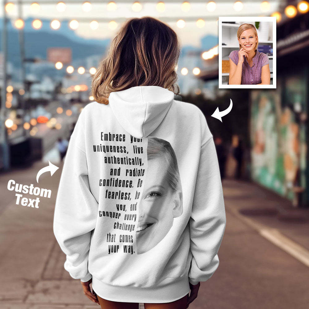 Custom Text and Face Hoodie Personalized Fashion Unisex Sweatshirt Gift for Him for Her - SantaSocks