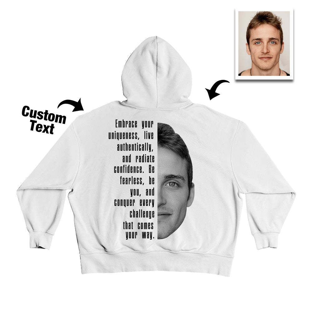 Custom Text and Face Hoodie Personalized Fashion Unisex Sweatshirt Gift for Him for Her - SantaSocks