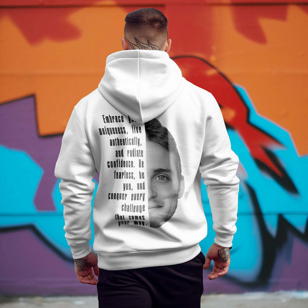 Custom Text and Face Hoodie Personalized Fashion Unisex Sweatshirt Gift for Him for Her - SantaSocks
