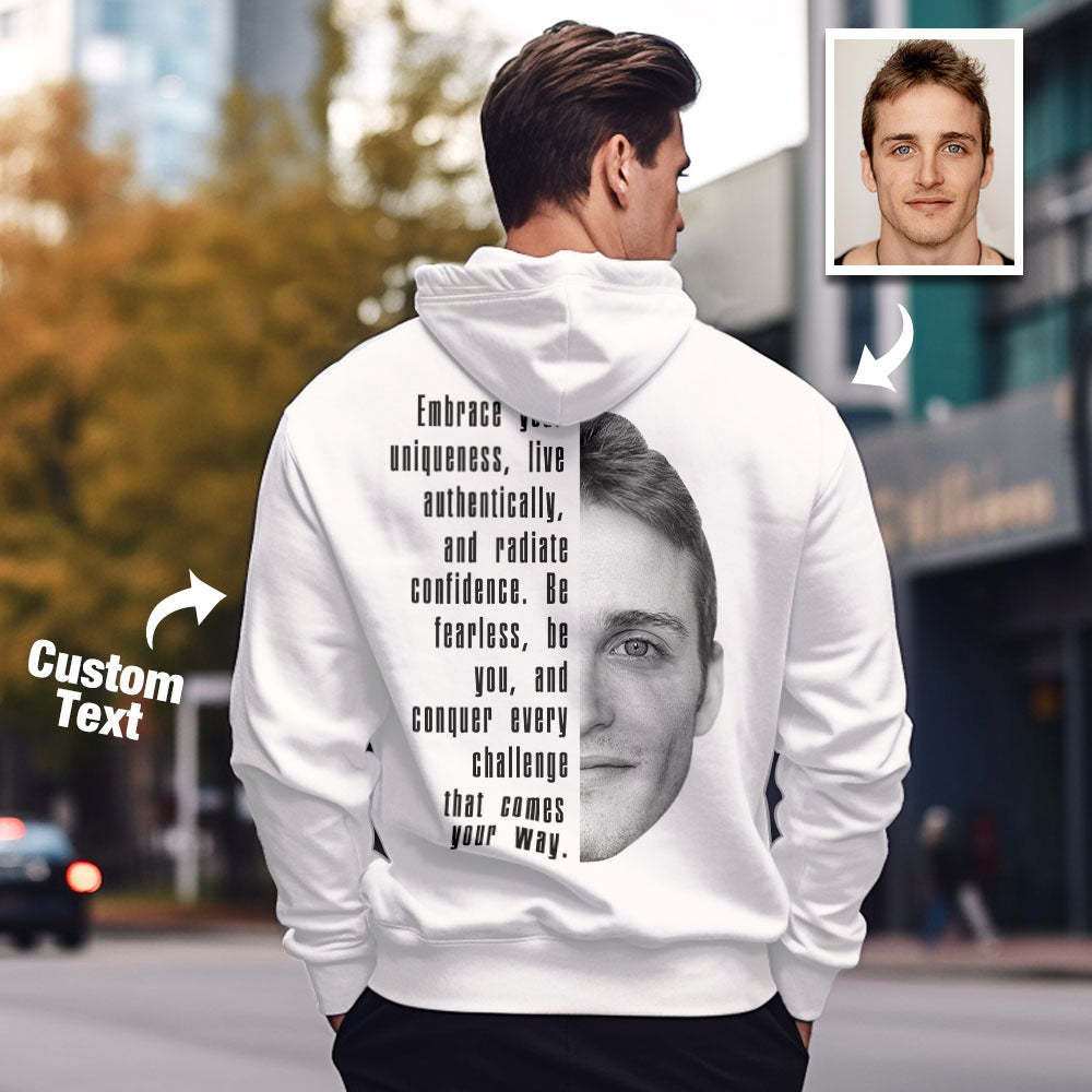 Custom Text and Face Hoodie Personalized Fashion Unisex Sweatshirt Gift for Him for Her - SantaSocks