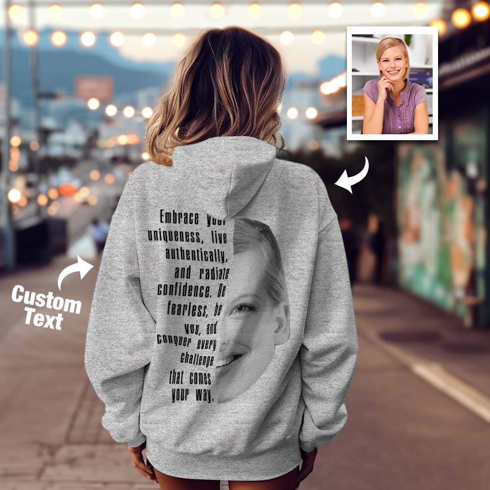 Custom Text and Face Hoodie Personalized Fashion Unisex Sweatshirt Gift for Him for Her - SantaSocks