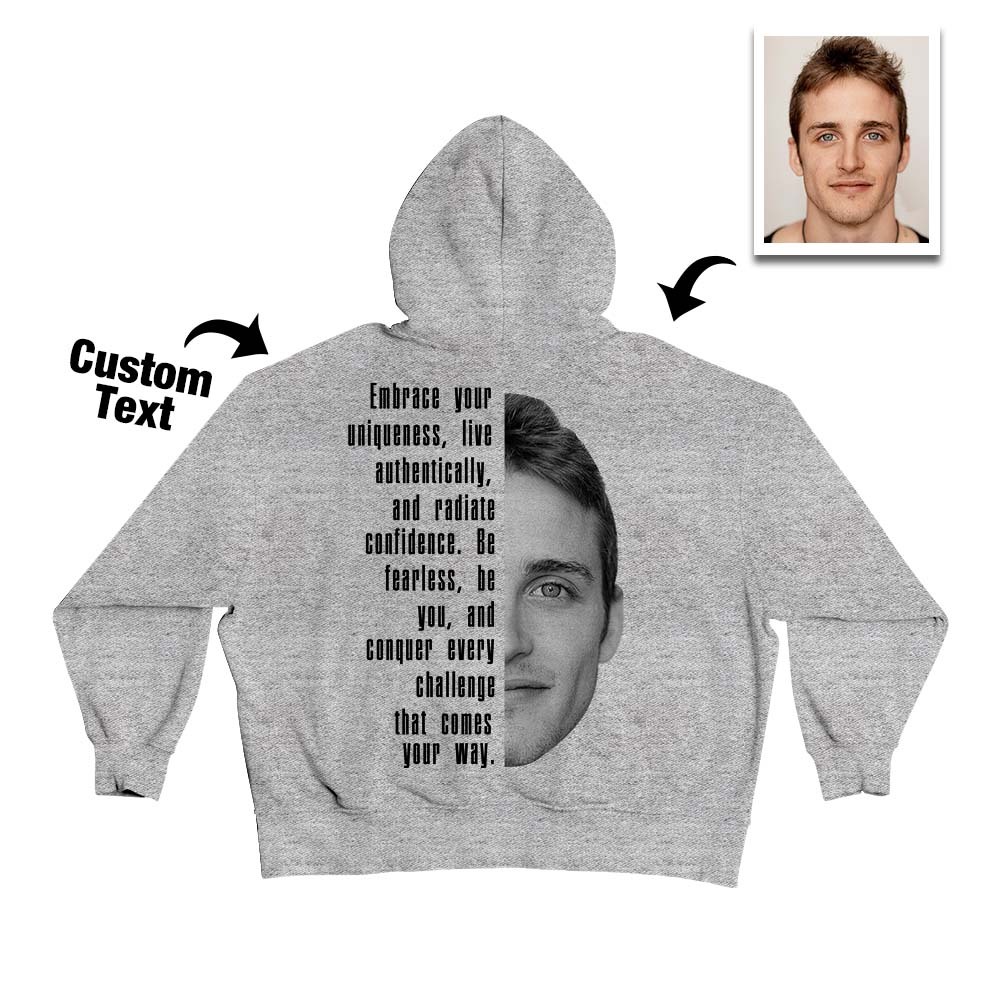 Custom Text and Face Hoodie Personalized Fashion Unisex Sweatshirt Gift for Him for Her - SantaSocks