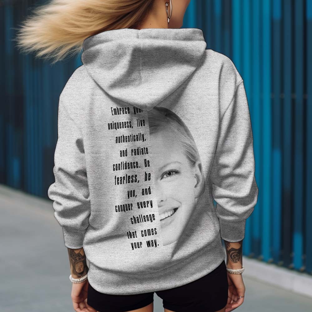 Custom Text and Face Hoodie Personalized Fashion Unisex Sweatshirt Gift for Him for Her - SantaSocks