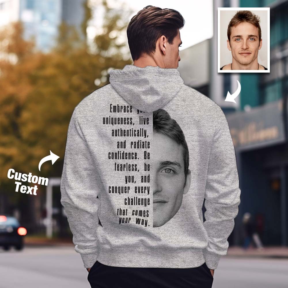 Custom Text and Face Hoodie Personalized Fashion Unisex Sweatshirt Gift for Him for Her - SantaSocks