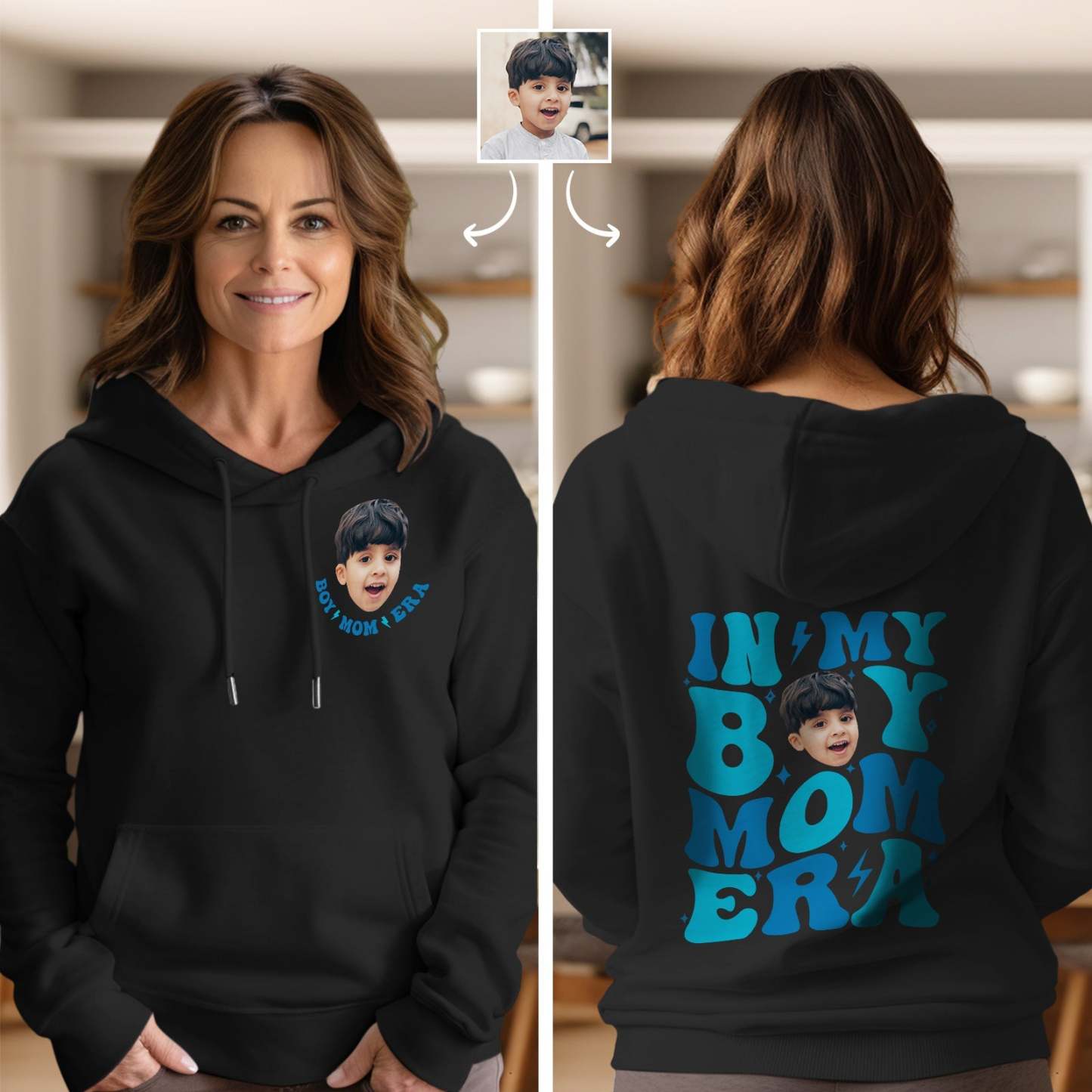 Custom Face In My Boy Mom Girl Mom Era Hoodie Personalized Photo Hoodie Mother's Day Gift - SantaSocks