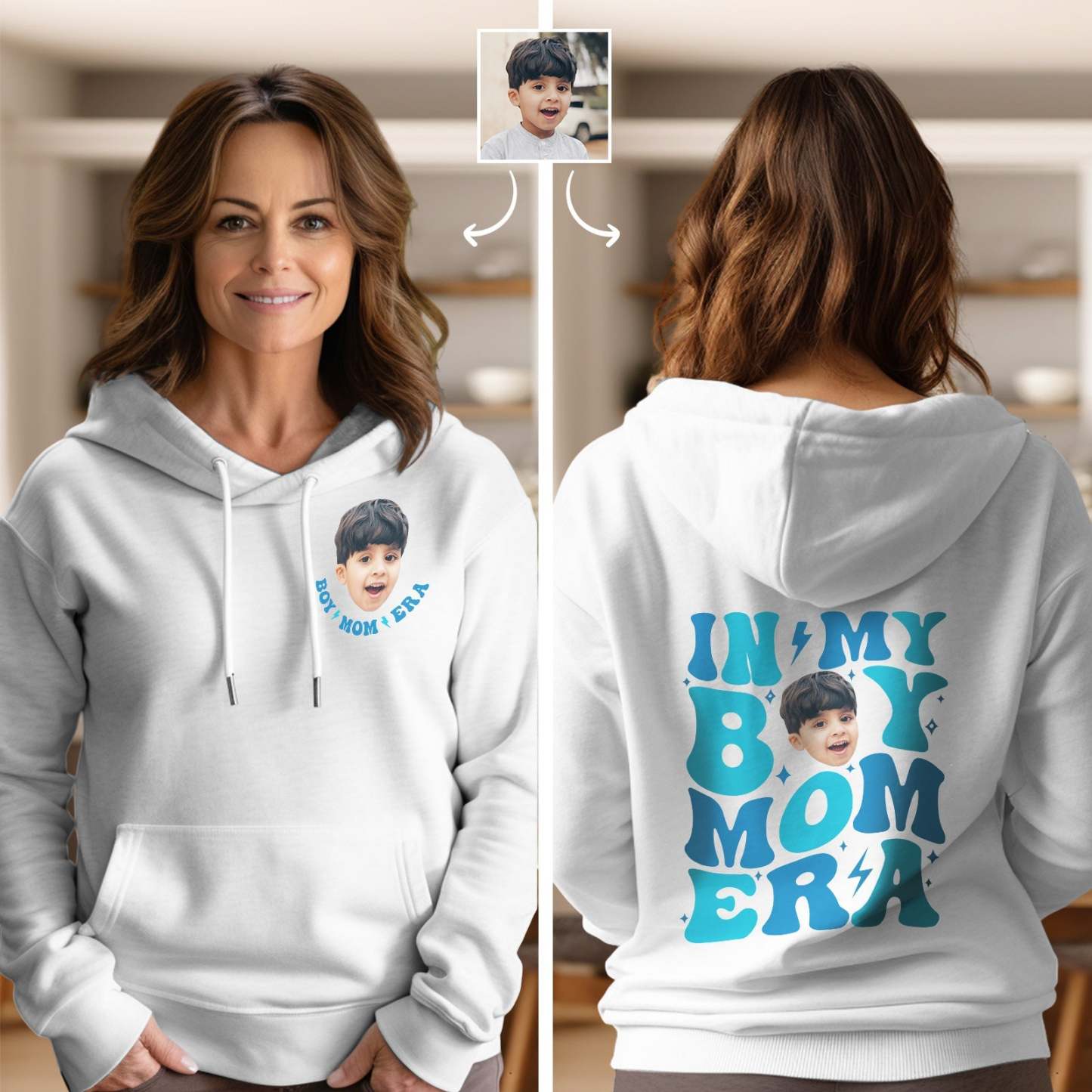 Custom Face In My Boy Mom Girl Mom Era Hoodie Personalized Photo Hoodie Mother's Day Gift - SantaSocks