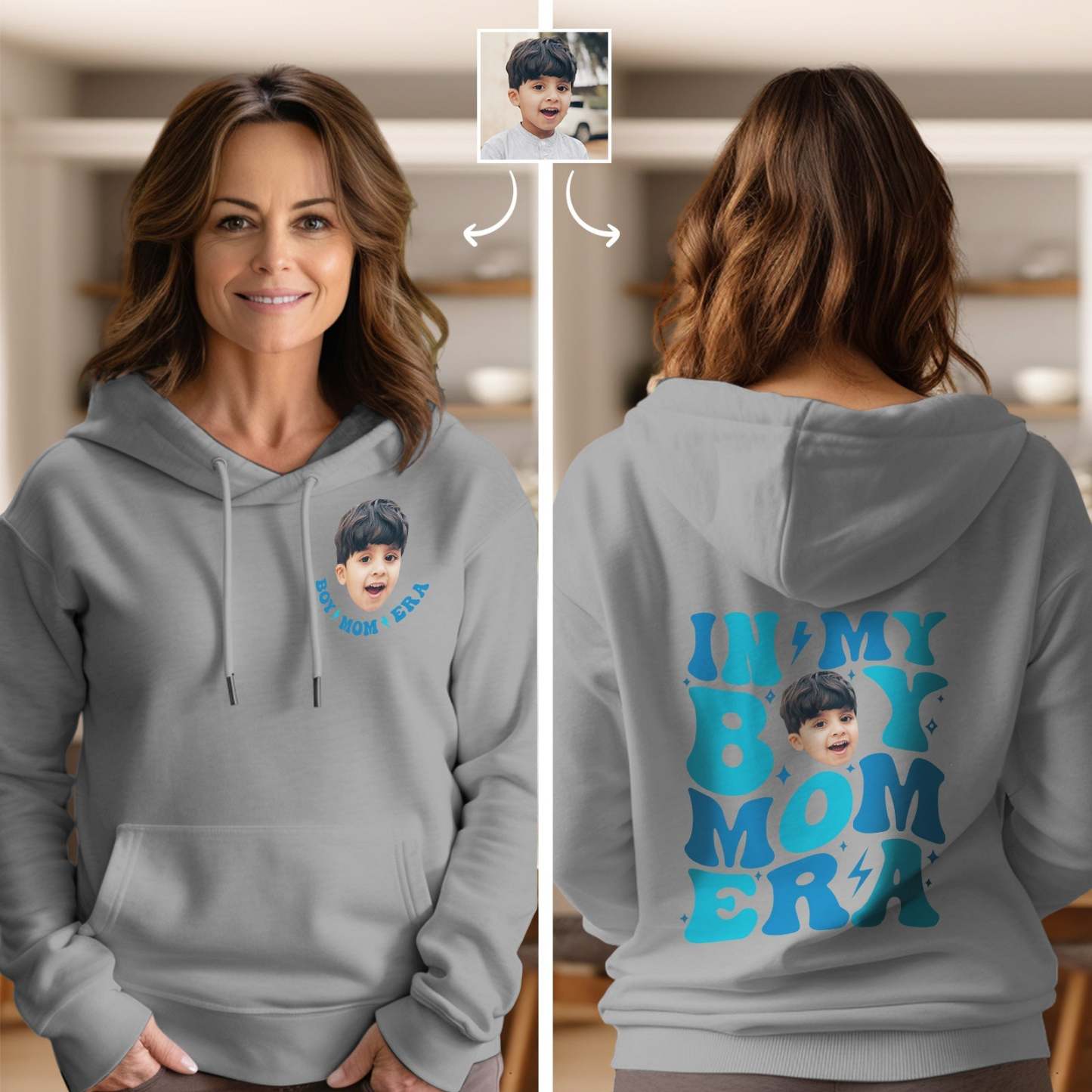 Custom Face In My Boy Mom Girl Mom Era Hoodie Personalized Photo Hoodie Mother's Day Gift - SantaSocks