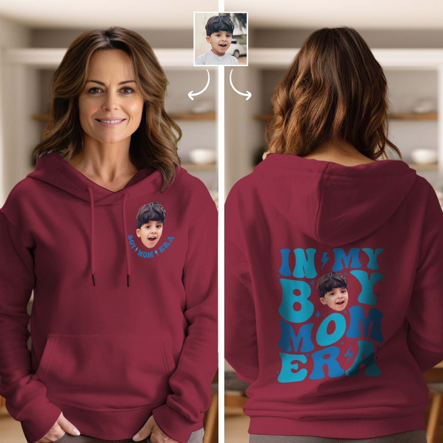 Custom Face In My Boy Mom Girl Mom Era Hoodie Personalized Photo Hoodie Mother's Day Gift - SantaSocks