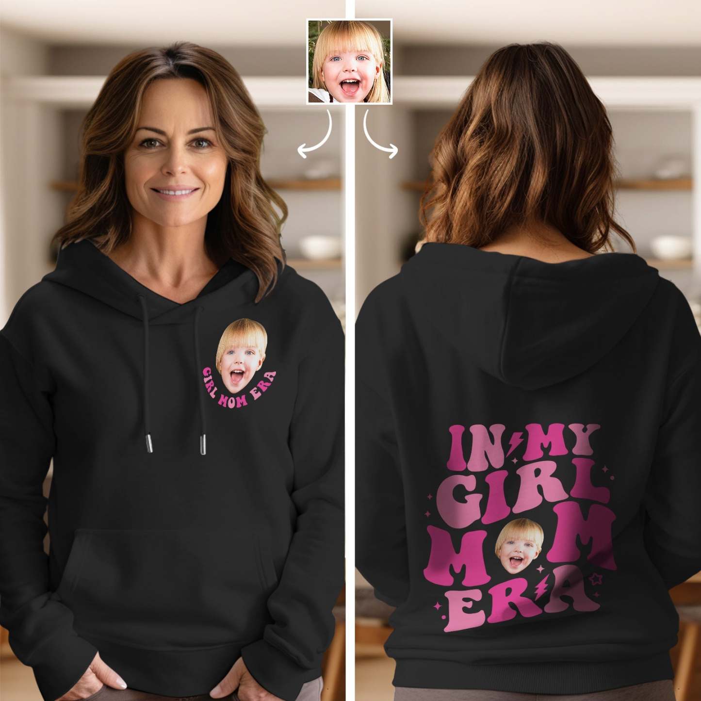 Custom Face In My Boy Mom Girl Mom Era Hoodie Personalized Photo Hoodie Mother's Day Gift - SantaSocks