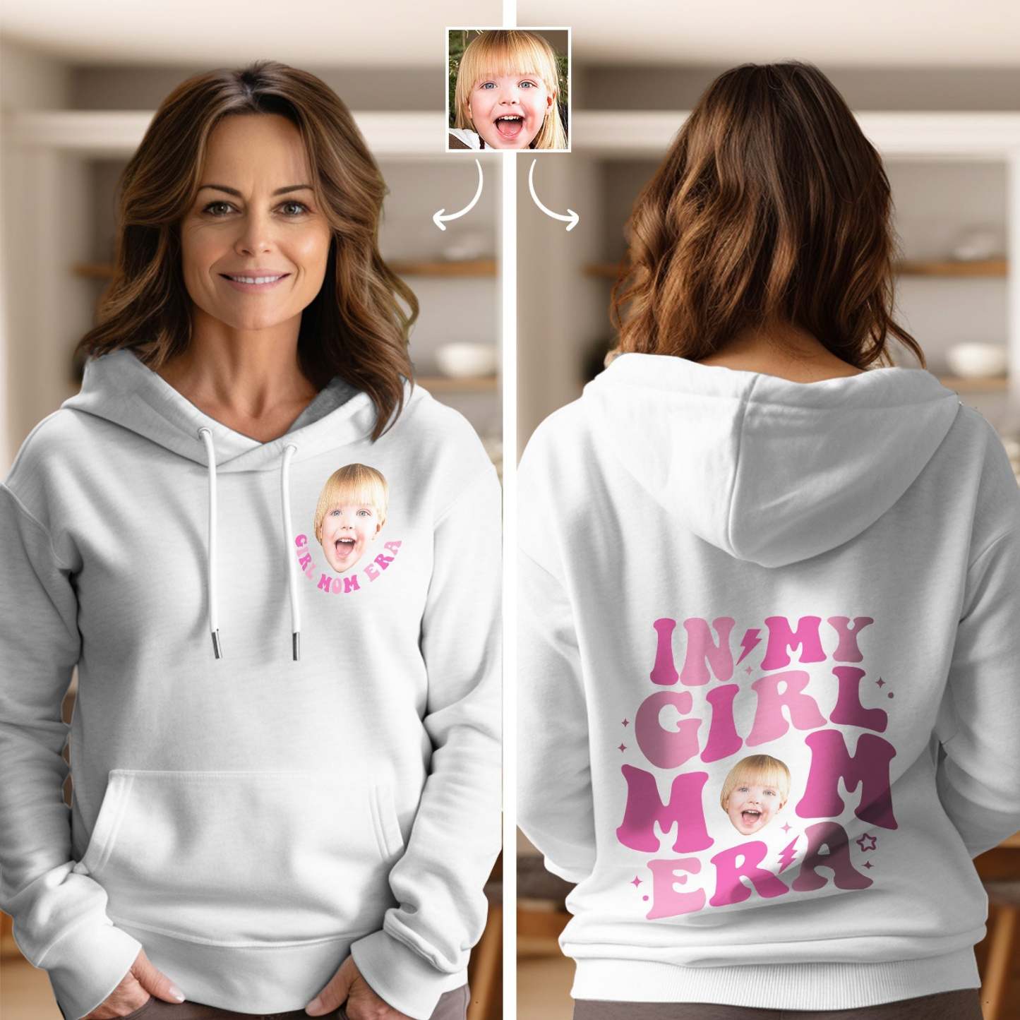 Custom Face In My Boy Mom Girl Mom Era Hoodie Personalized Photo Hoodie Mother's Day Gift - SantaSocks