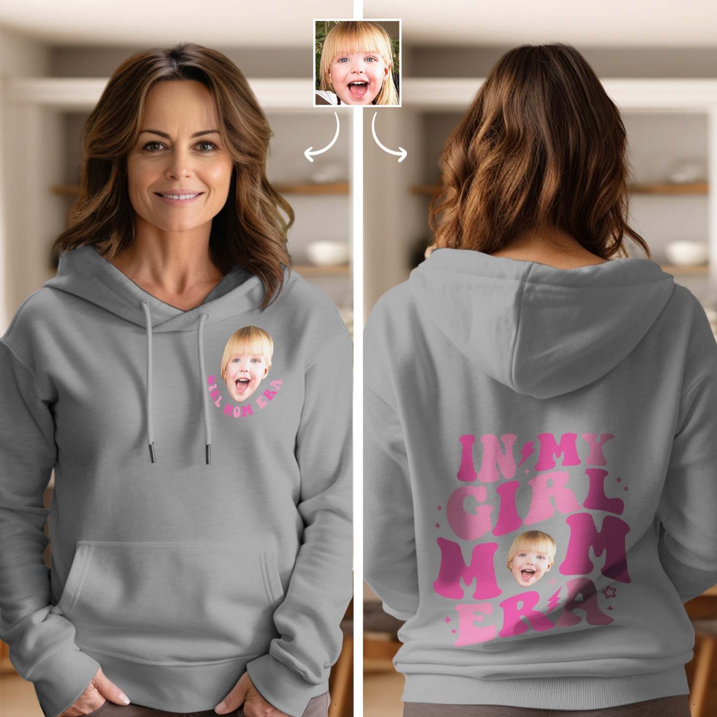 Custom Face In My Boy Mom Girl Mom Era Hoodie Personalized Photo Hoodie Mother's Day Gift - SantaSocks