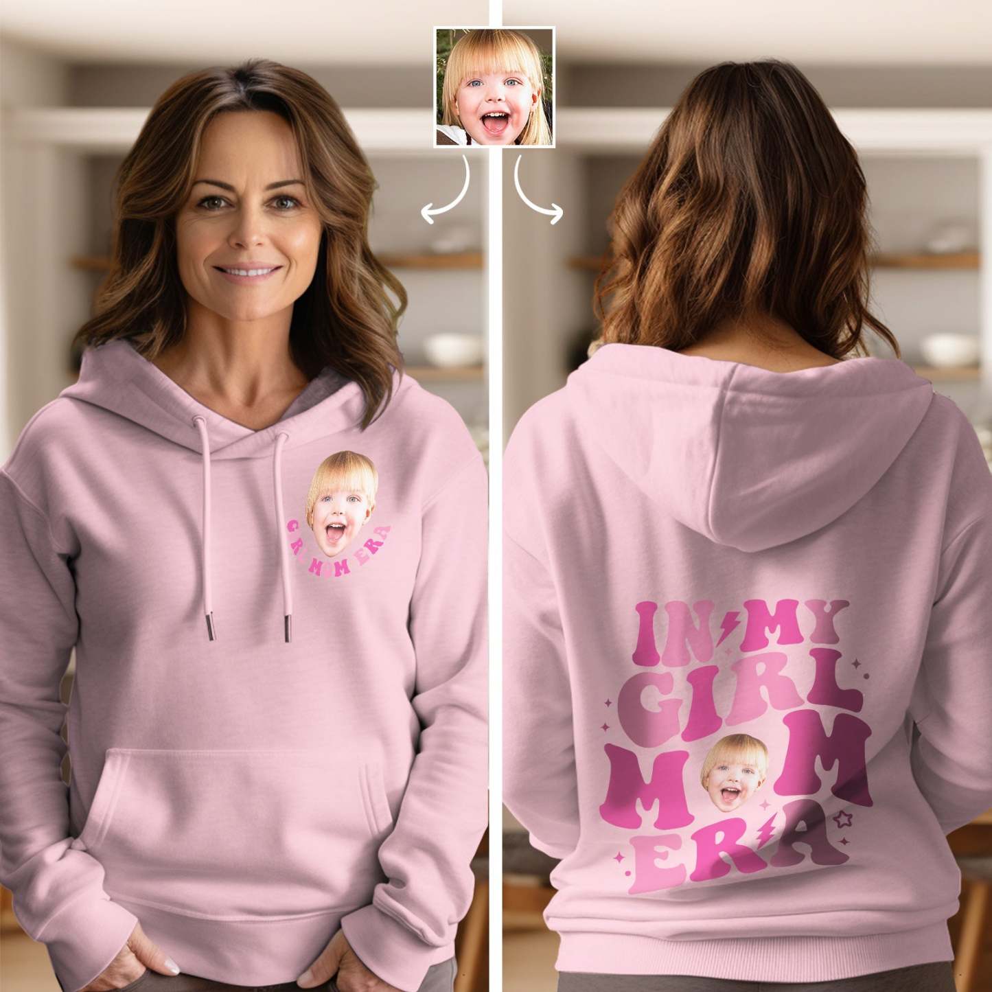 Custom Face In My Boy Mom Girl Mom Era Hoodie Personalized Photo Hoodie Mother's Day Gift - SantaSocks