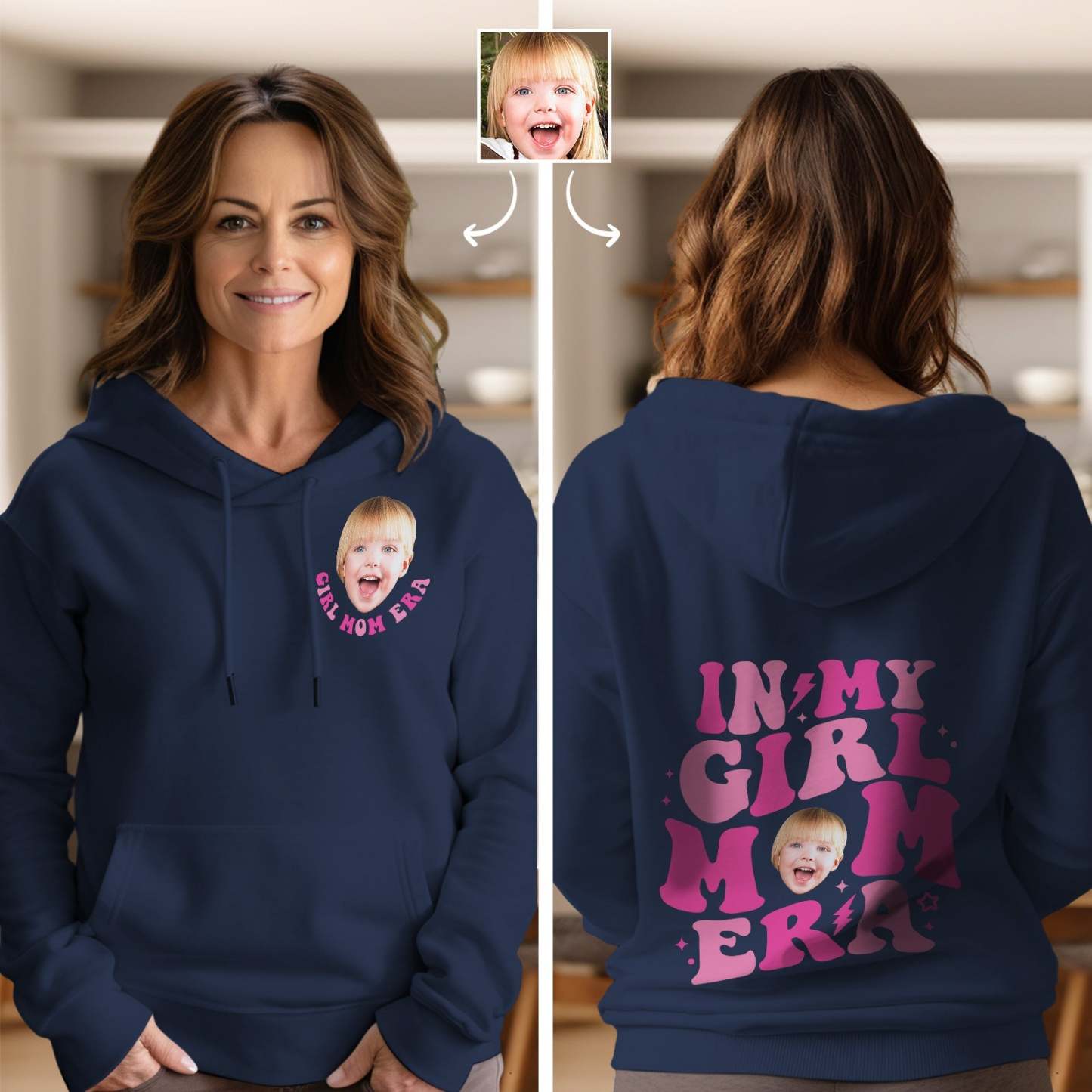Custom Face In My Boy Mom Girl Mom Era Hoodie Personalized Photo Hoodie Mother's Day Gift - SantaSocks