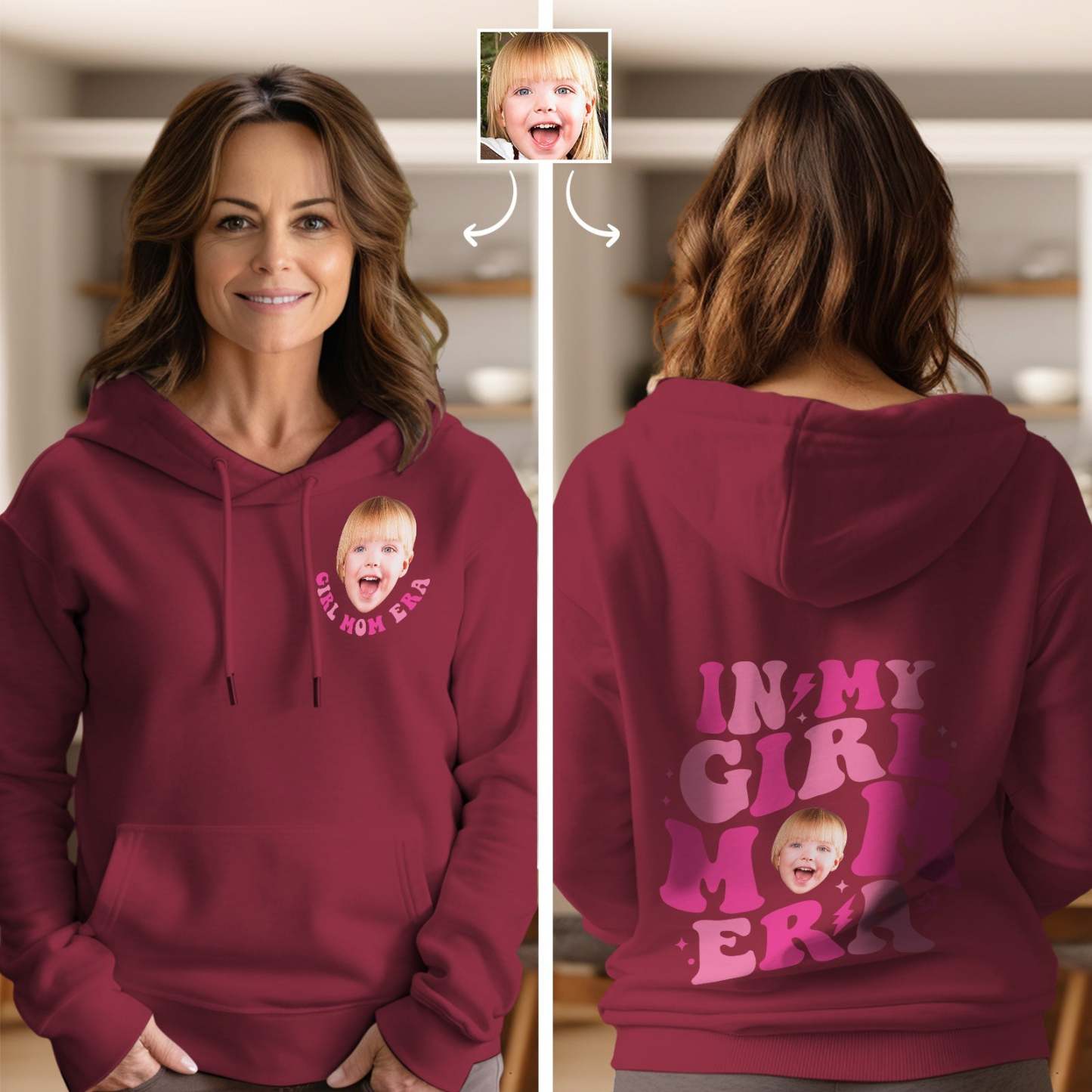 Custom Face In My Boy Mom Girl Mom Era Hoodie Personalized Photo Hoodie Mother's Day Gift - SantaSocks