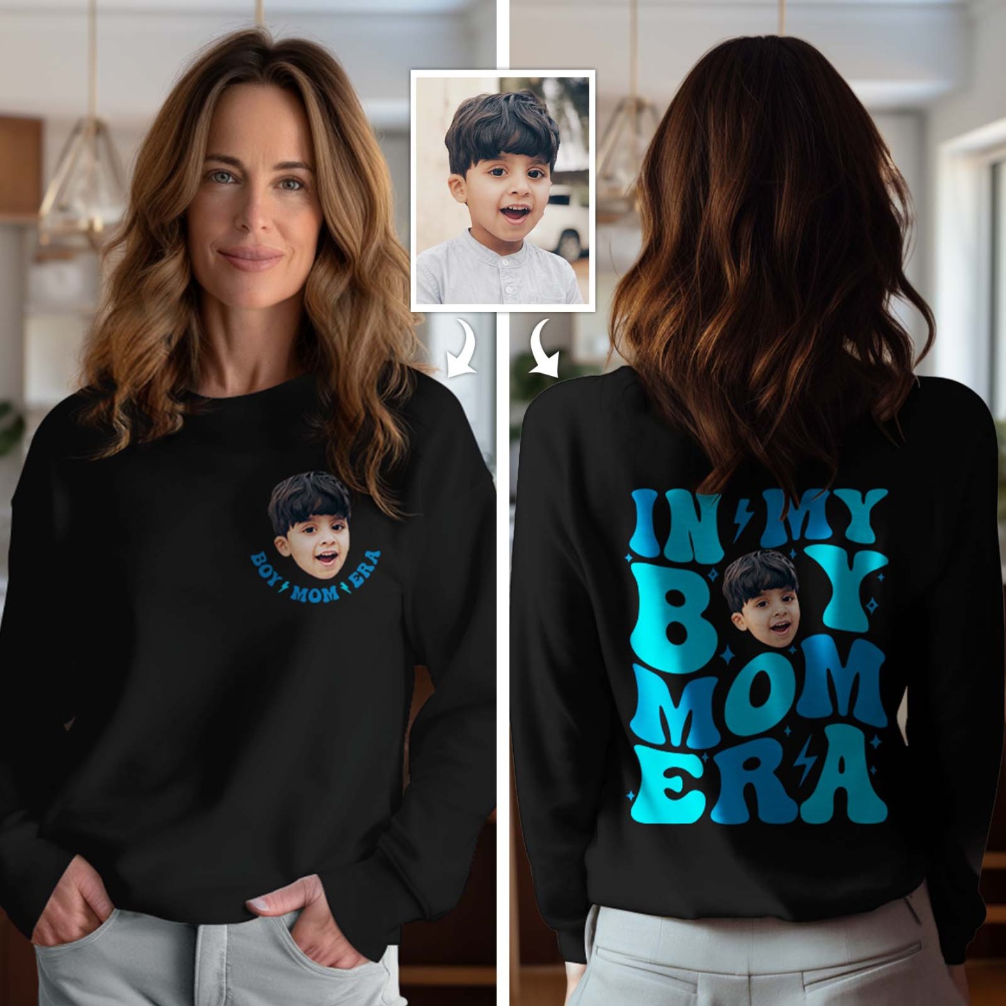 Custom Face In My Boy Mom Girl Mom Era Sweatshirt Personalized Photo Hoodie Mother's Day Gift - SantaSocks