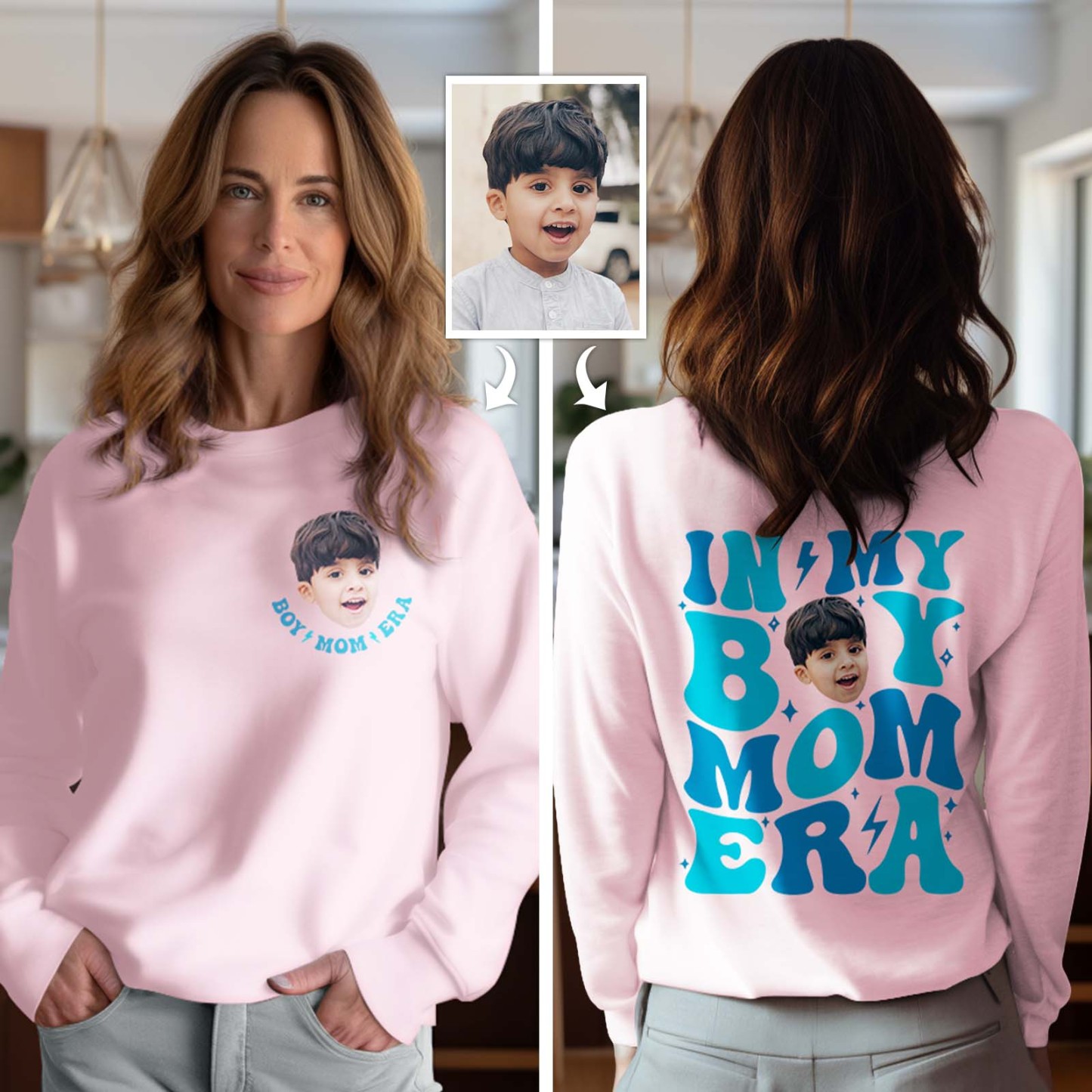 Custom Face In My Boy Mom Girl Mom Era Sweatshirt Personalized Photo Hoodie Mother's Day Gift - SantaSocks