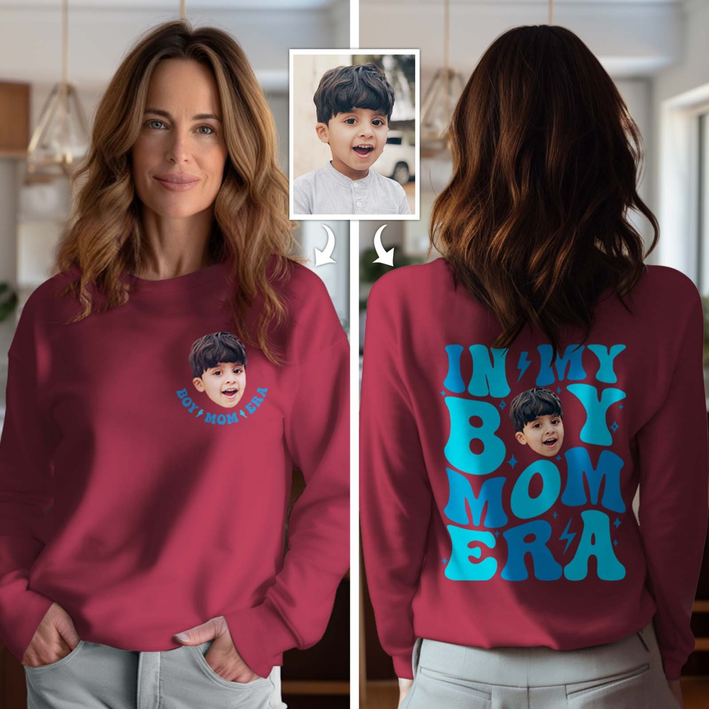 Custom Face In My Boy Mom Girl Mom Era Sweatshirt Personalized Photo Hoodie Mother's Day Gift - SantaSocks