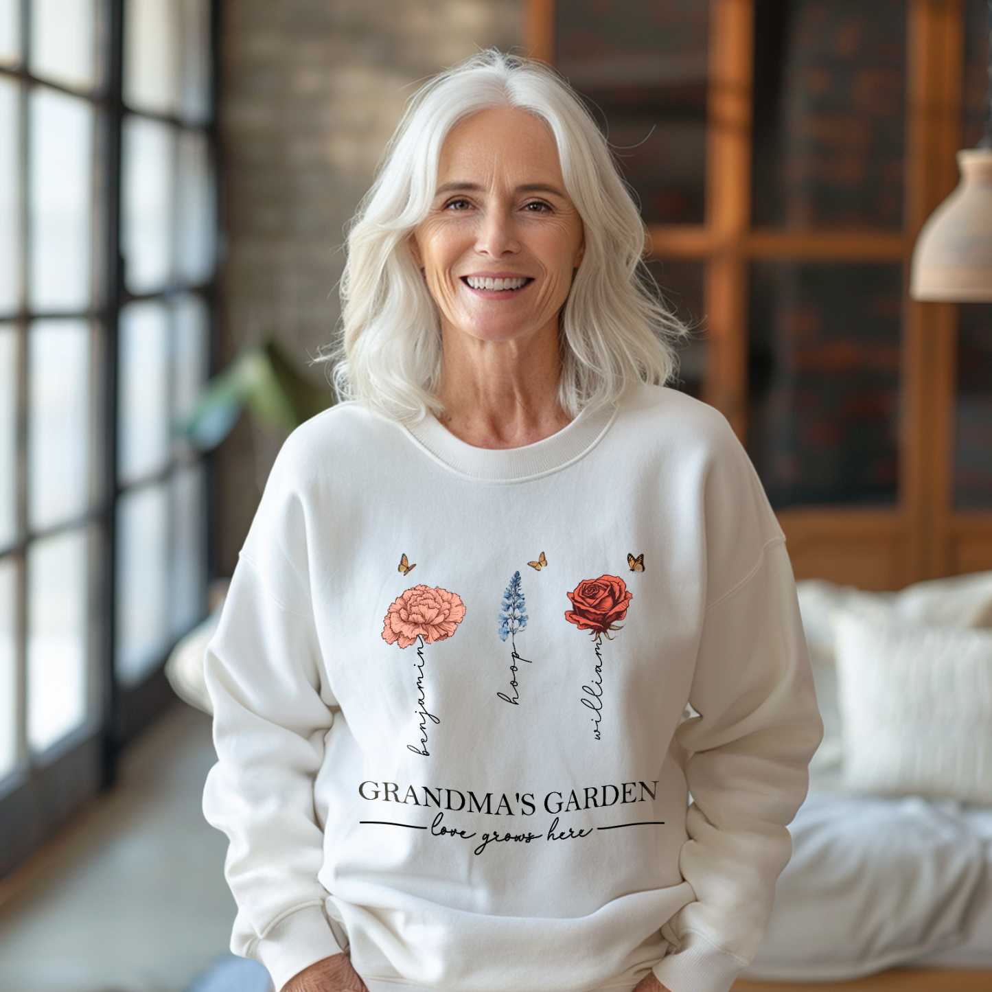 Custom Grandma's Garden Sweatshirt Mother's Day Gift Personalized Birth Flower Sweatshirt - SantaSocks