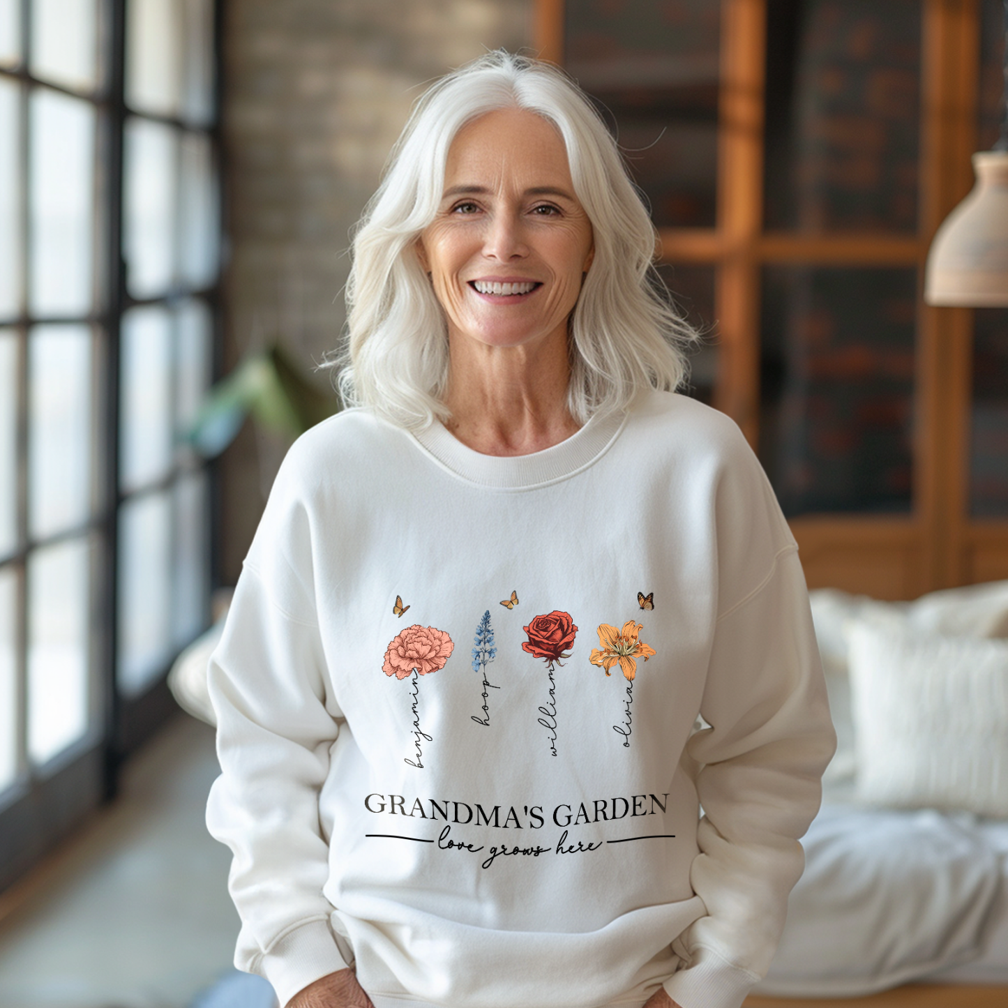 Custom Grandma's Garden Sweatshirt Mother's Day Gift Personalized Birth Flower Sweatshirt - SantaSocks