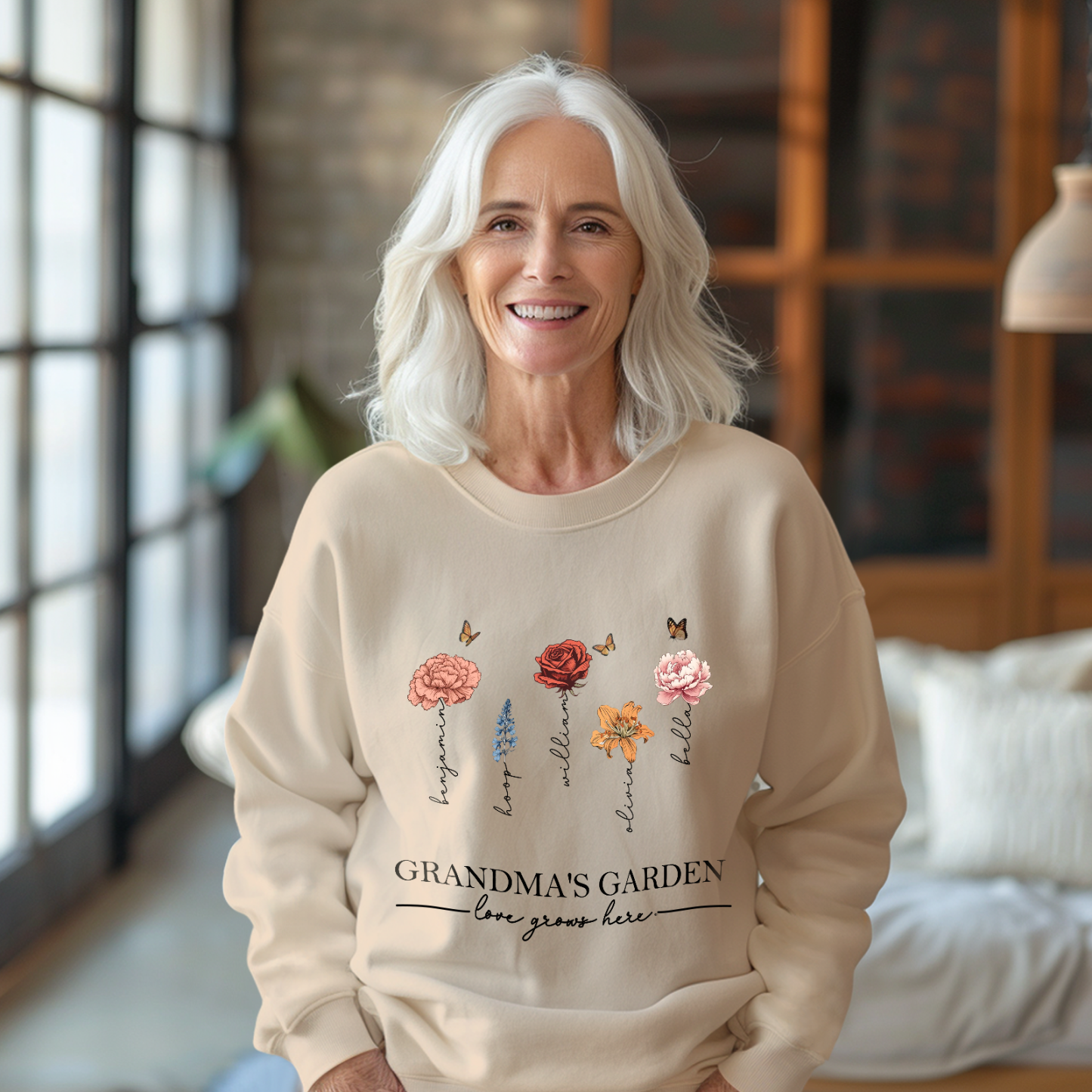 Custom Grandma's Garden Sweatshirt Mother's Day Gift Personalized Birth Flower Sweatshirt - SantaSocks