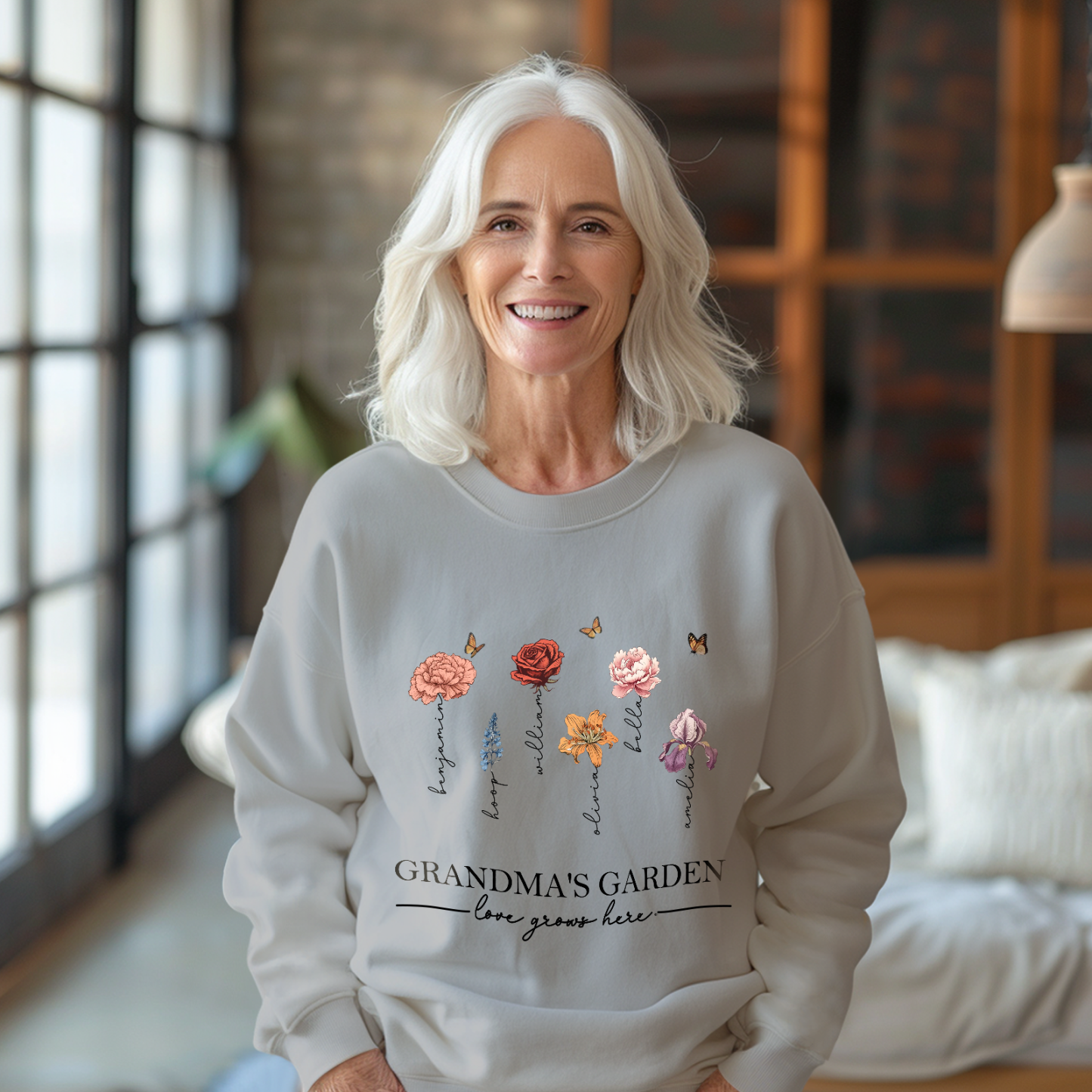 Custom Grandma's Garden Sweatshirt Mother's Day Gift Personalized Birth Flower Sweatshirt - SantaSocks