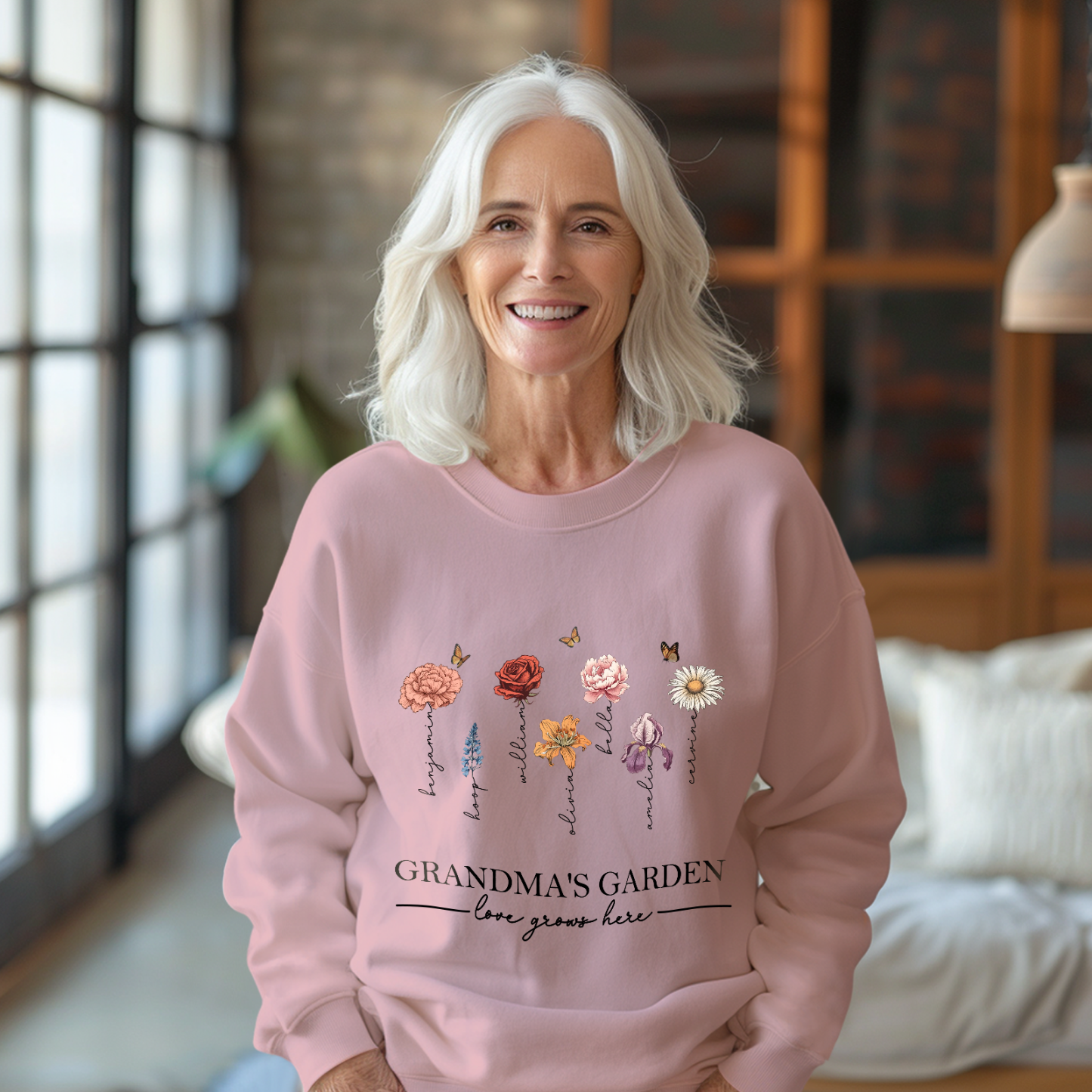 Custom Grandma's Garden Sweatshirt Mother's Day Gift Personalized Birth Flower Sweatshirt - SantaSocks
