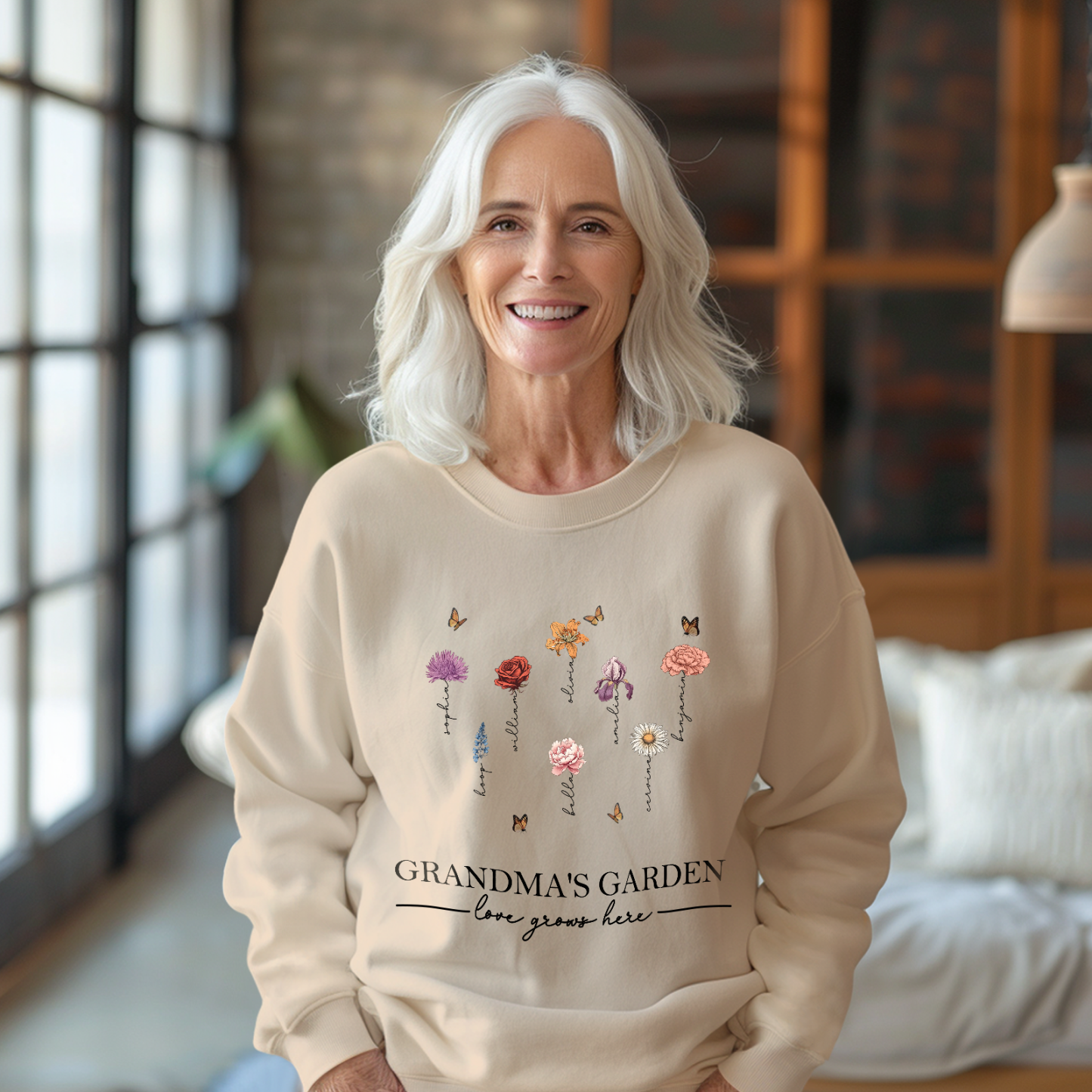 Custom Grandma's Garden Sweatshirt Mother's Day Gift Personalized Birth Flower Sweatshirt - SantaSocks