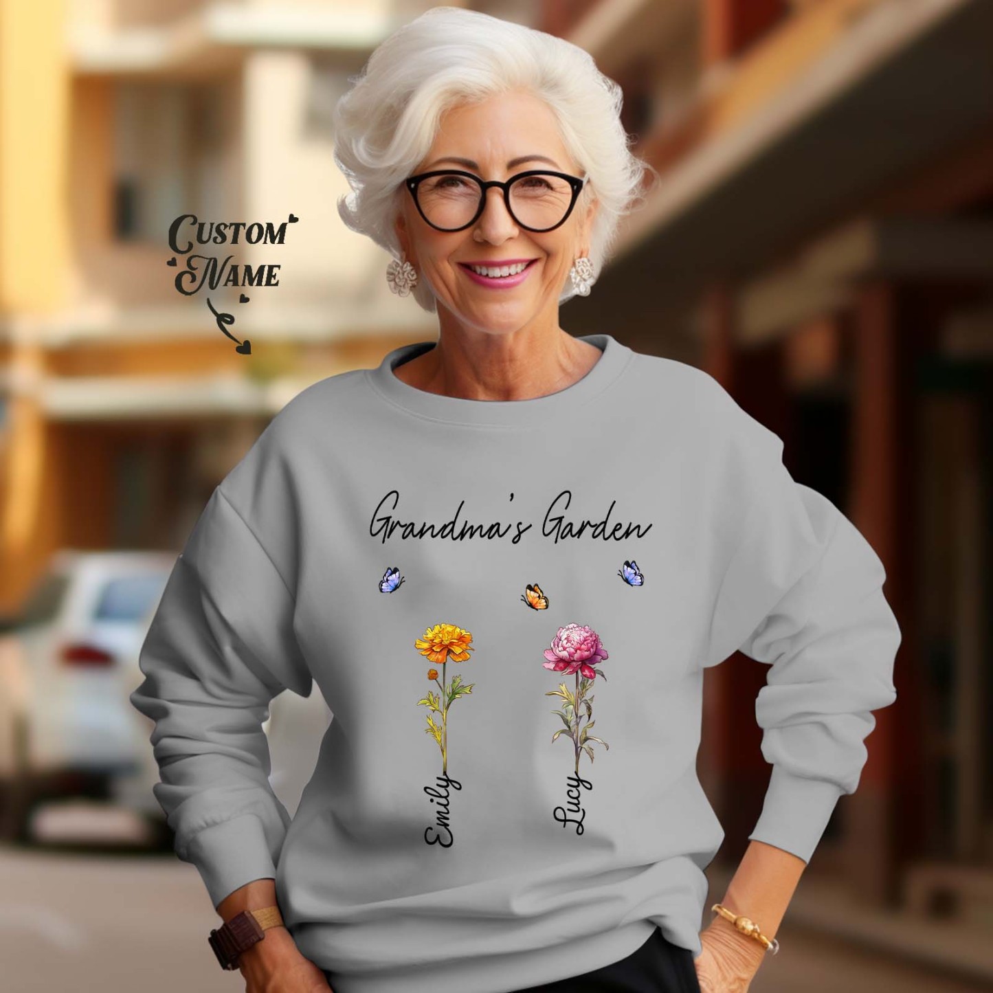 Custom Grandma's Garden Sweatshirt Personalized Birth Flower Sweatshirt Mother's Day Gift - SantaSocks