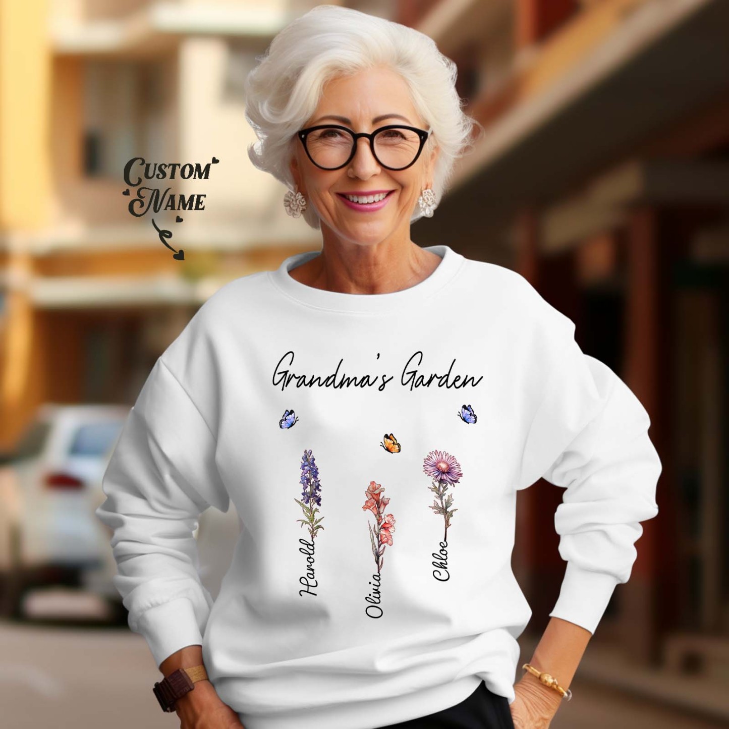 Custom Grandma's Garden Sweatshirt Personalized Birth Flower Sweatshirt Mother's Day Gift - SantaSocks