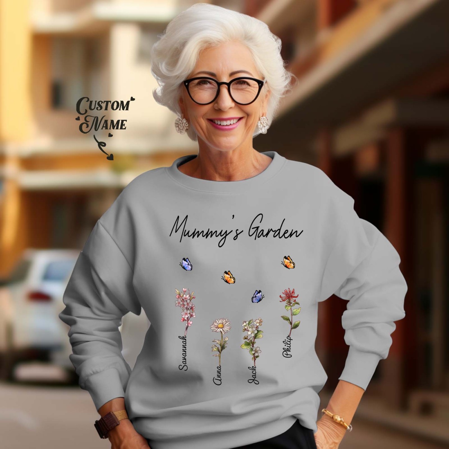 Custom Grandma's Garden Sweatshirt Personalized Birth Flower Sweatshirt Mother's Day Gift - SantaSocks