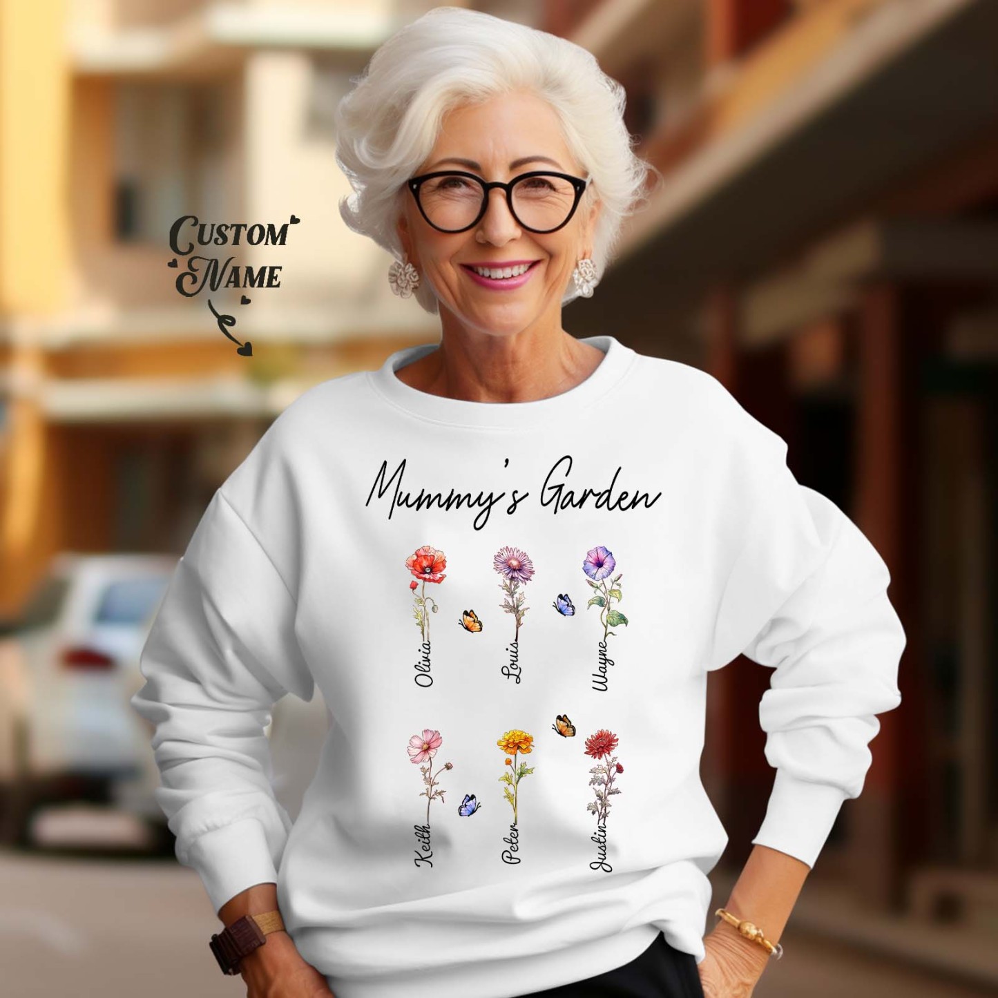 Custom Grandma's Garden Sweatshirt Personalized Birth Flower Sweatshirt Mother's Day Gift - SantaSocks