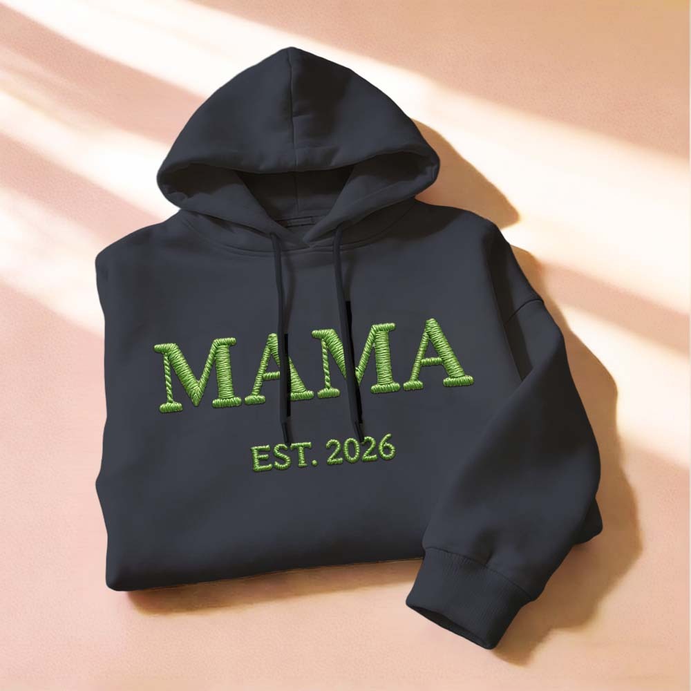 Personalized Mama Embroidered Sweatshirt, Custom Mom Embroidery Hoodie, New Mom Outfit, Pregnancy Reveal Clothing, Happy Mother's Day Gifts