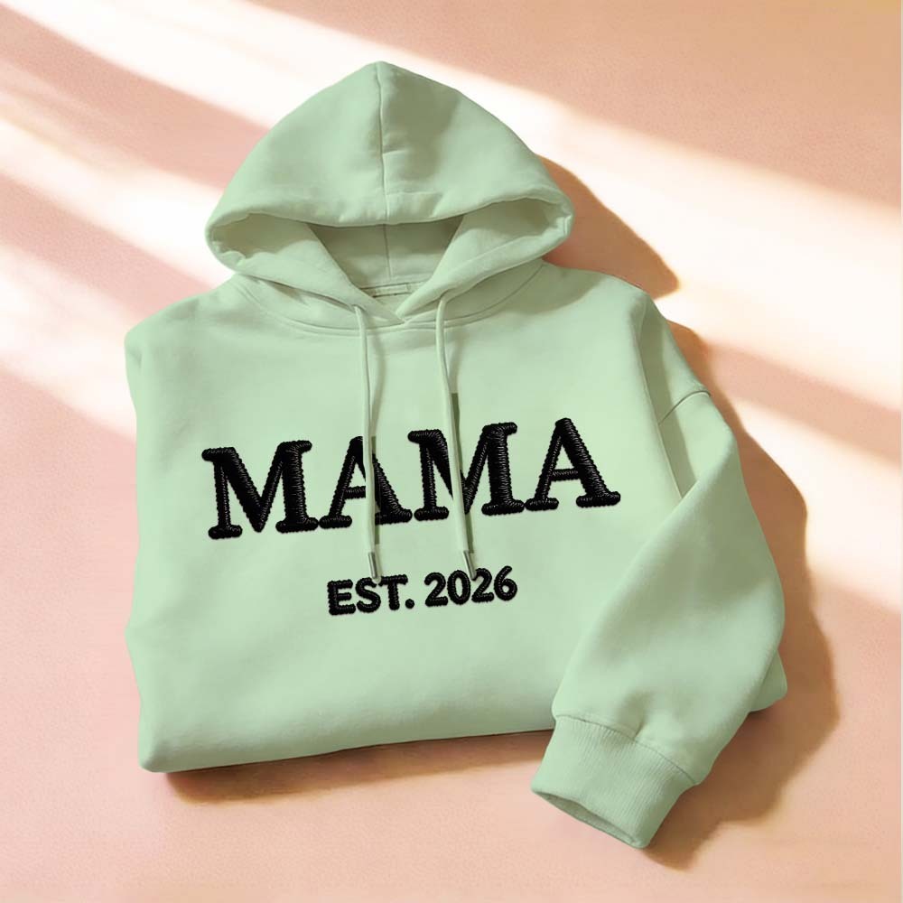 Personalized Mama Embroidered Sweatshirt, Custom Mom Embroidery Hoodie, New Mom Outfit, Pregnancy Reveal Clothing, Happy Mother's Day Gifts