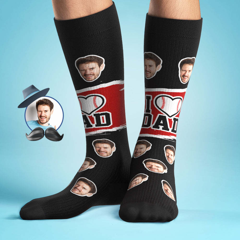 Custom I Heart Dad Knee High Socks Personalized Compression Father's Day Tournament Sport Team Baseball Softball Soccer - SantaSocks