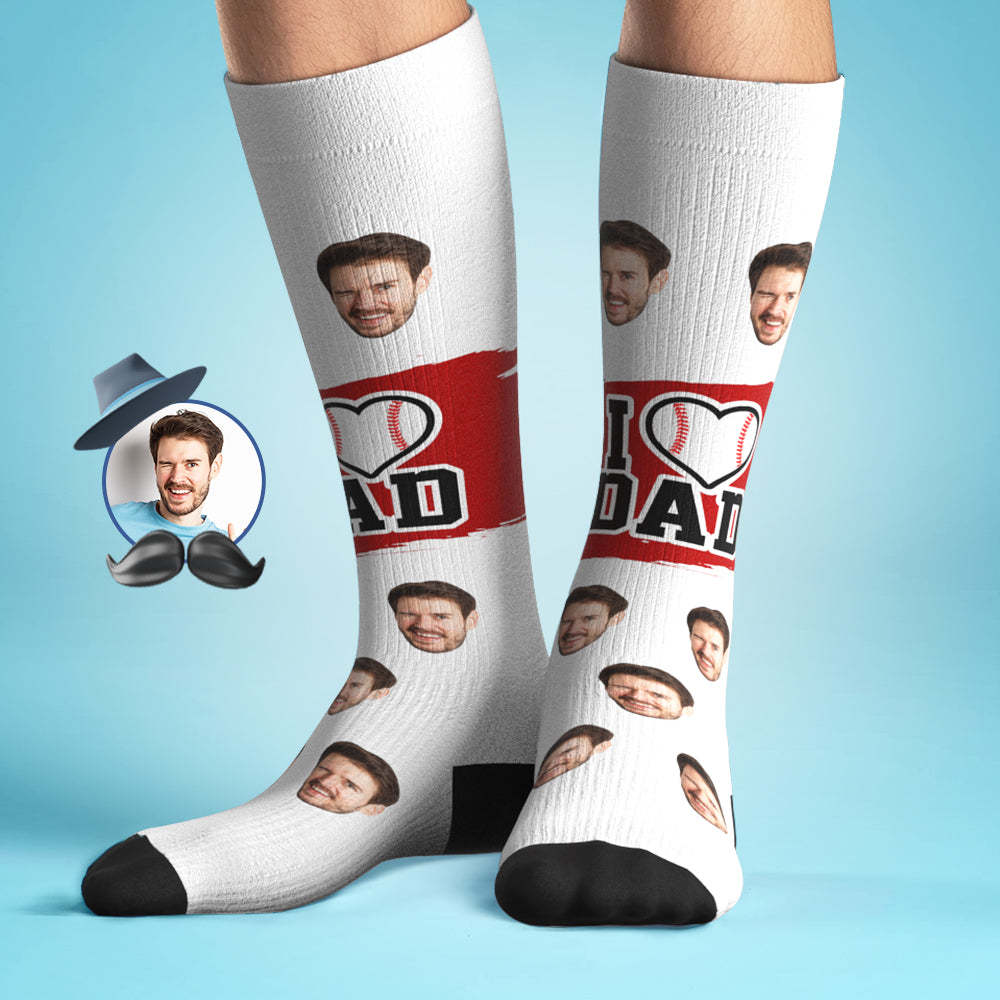 Custom I Heart Dad Knee High Socks Personalized Compression Father's Day Tournament Sport Team Baseball Softball Soccer - SantaSocks