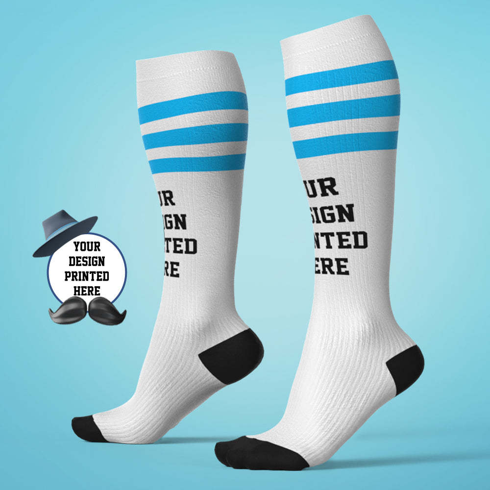 Custom Your Design Knee High Socks Personalized Compression Father's Day Tournament Sport Team Baseball Softball Soccer - SantaSocks