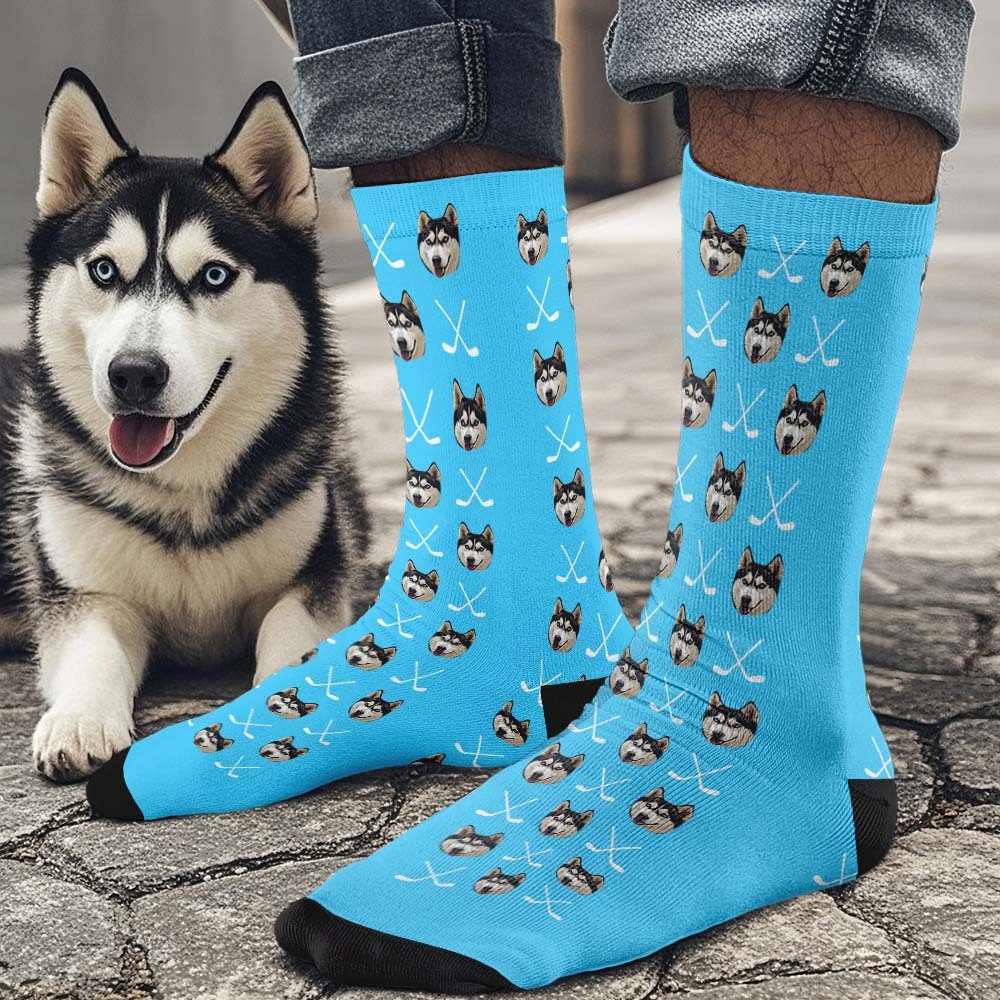 Custom Full Face Photo Printed Socks Happy Birthday Hat Socks
