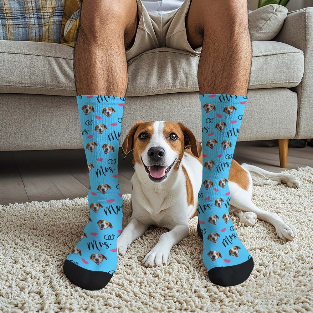 Custom Face Socks Mrs Cute Socks Personalized Photo Custom Design Best Gift Idea