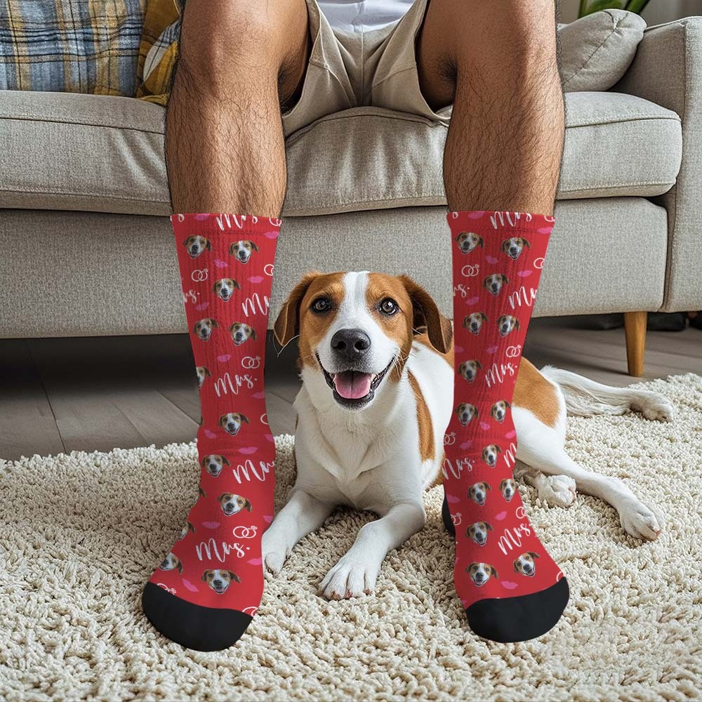 Custom Face Socks Mrs Cute Socks Personalized Photo Custom Design Best Gift Idea