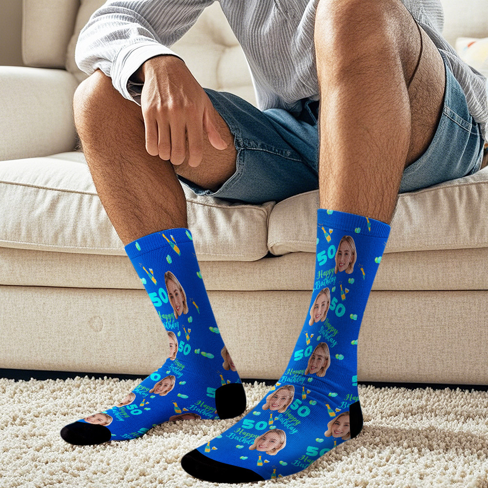 Custom Face Socks Age and Photos Socks Happy Birthday Face Socks Gift