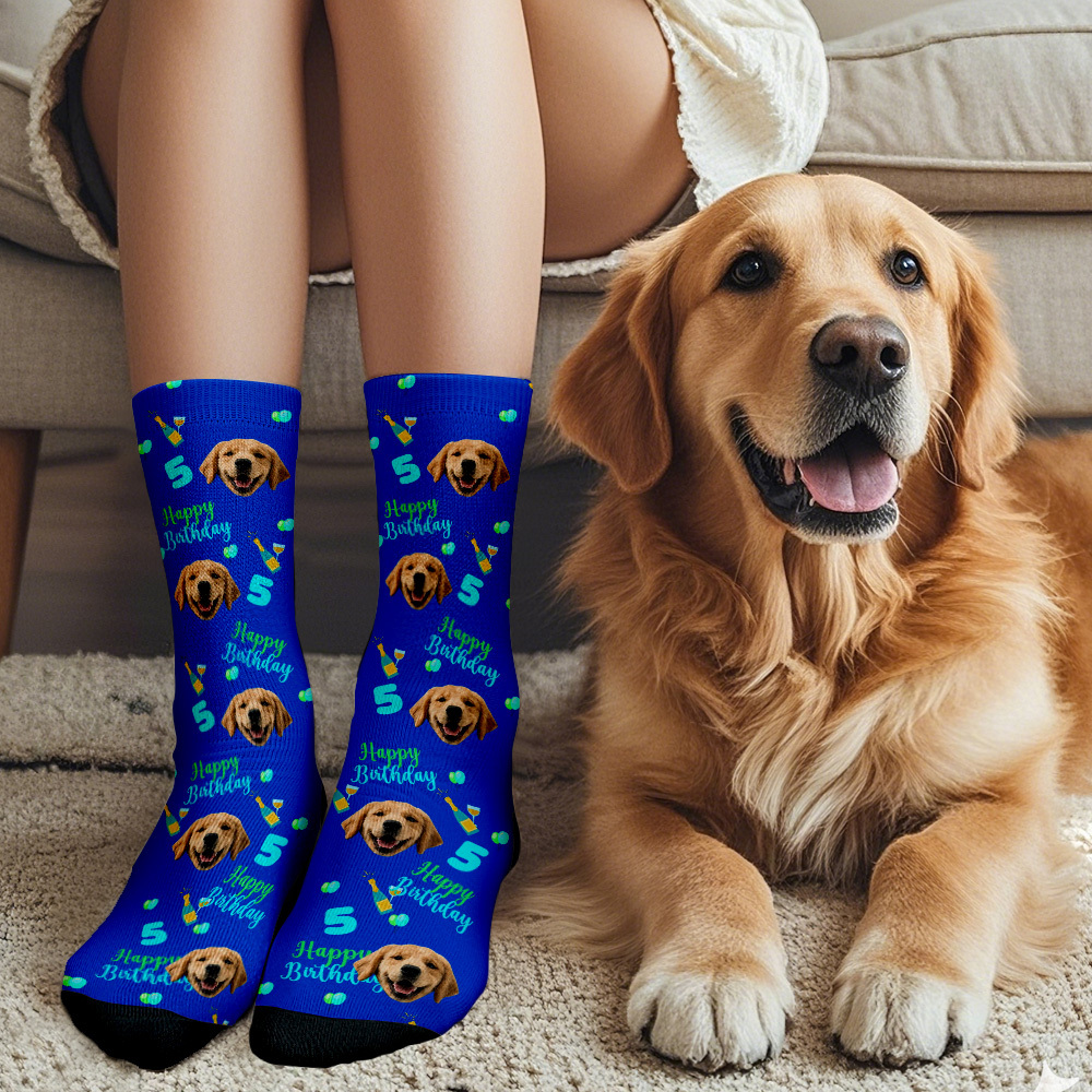 Custom Face Socks Age and Photos Socks Happy Birthday Face Socks Gift - SantaSocks