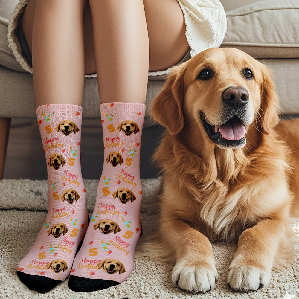 Custom Face Socks Age and Photos Socks Happy Birthday Face Socks Gift - SantaSocks