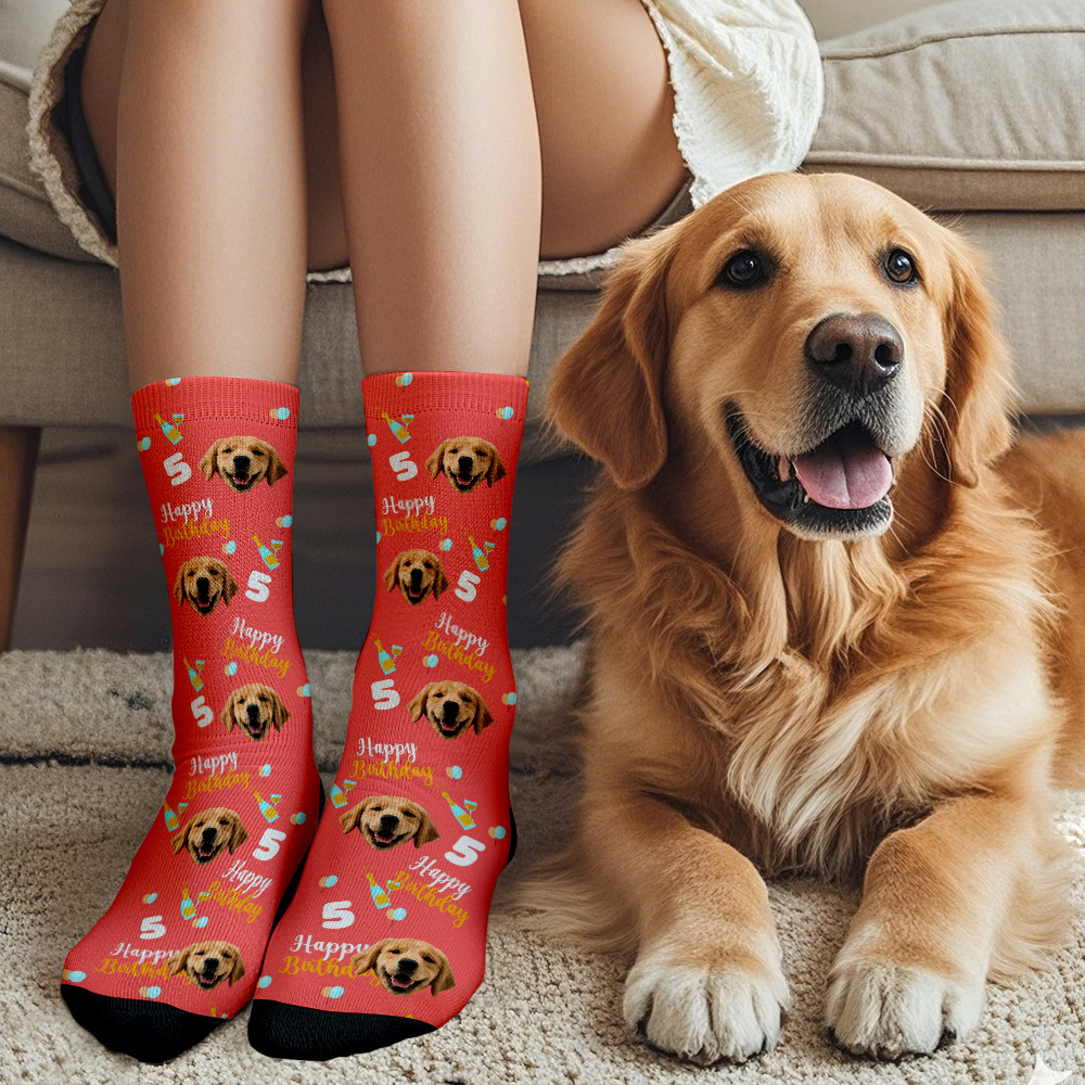 Custom Face Socks Age and Photos Socks Happy Birthday Face Socks Gift - SantaSocks