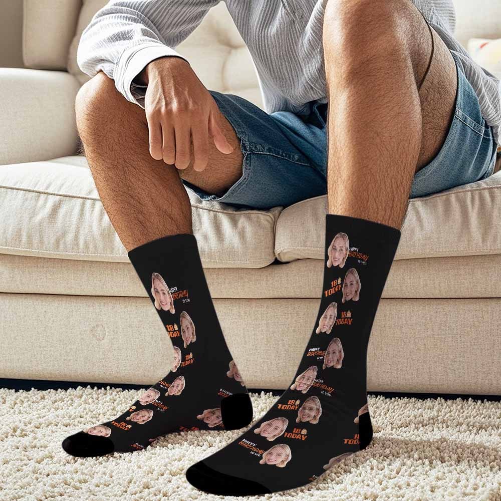 Custom Face Socks Age and Photos Socks Happy Birthday Face Socks Gift - SantaSocks