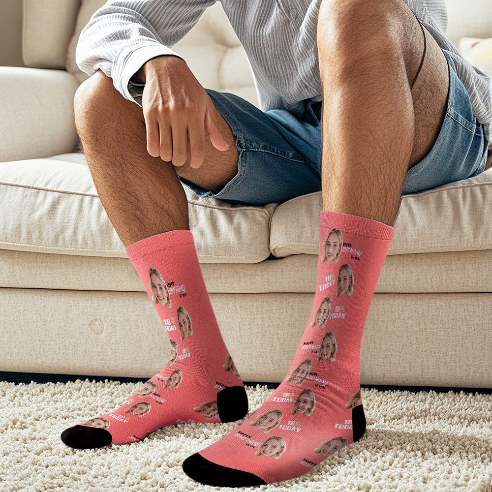 Custom Face Socks Age and Photos Socks Happy Birthday Face Socks Gift - SantaSocks